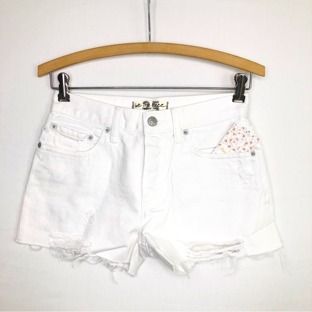 Free people we the free white out distressed jean shorts